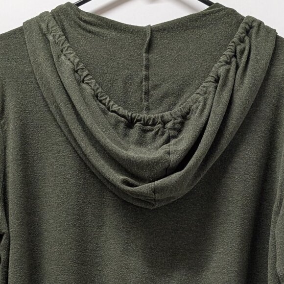 Market & Spruce 'Salvatrice' Hooded Henley Roll Tab Knit Top in Olive - Picture 9 of 13